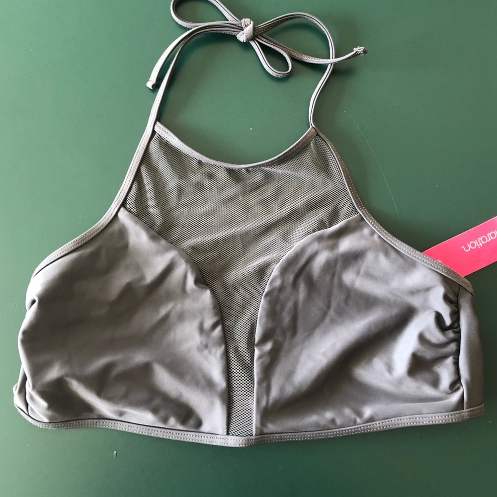 NWT Grey Halter Swim Top
